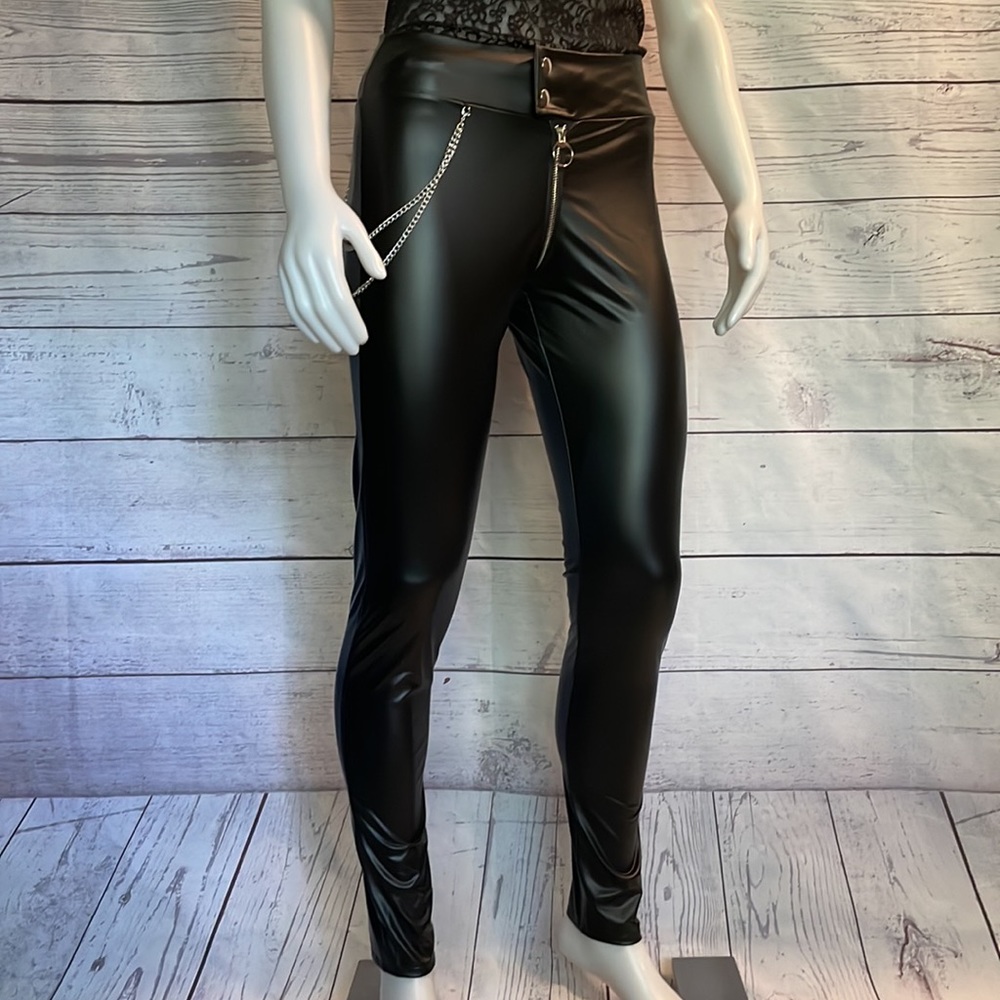 NWT Coquette Darque & Daring Wet Look Pants Size M - Picture 2 of 14